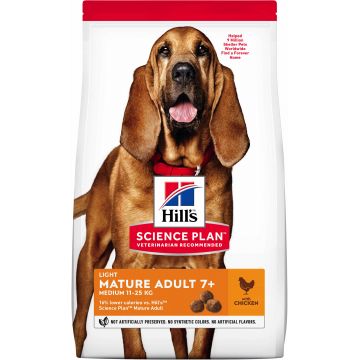 HILL's Canine MATURE Talie Medie LIGHT, cu Pui 14kg