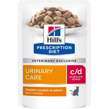 HILL's PD FELINE C/D Urinary Stress Plic pt vezica urinară şi uretră, cu Pui 85g