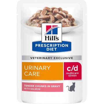 HILL's PD FELINE C/D Urinary Stress Plic pt vezica urinară şi uretră, Somon 85g
