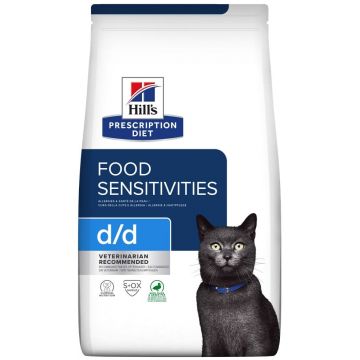 HILL's PD FELINE D/D Hrană uscată pentru prevenirea alergiilor Raţă/Mazăre 1,5kg