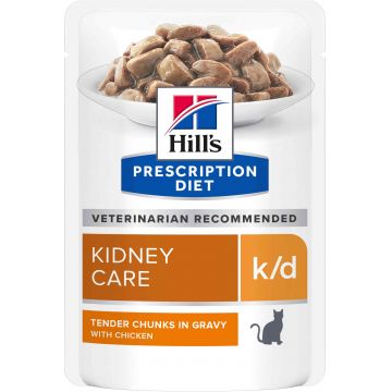 HILL's PD FELINE K/D Plic hrană umedă pentru boli renale, cu Pui 85g