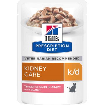 HILL's PD FELINE K/D Plic hrană umedă pentru boli renale, cu Somon 85g