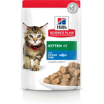 HILL's Plic hrană umedă KITTEN pentru pisicuţe, cu Peşte Oceanic 85g