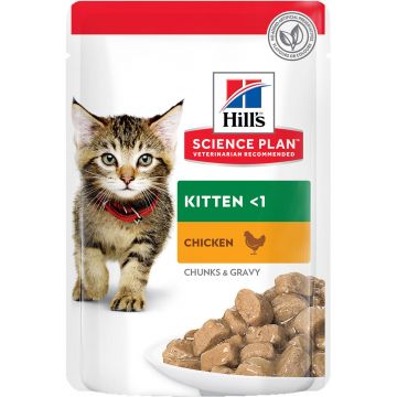 HILL's Plic hrana umeda KITTEN pentru pisicute,cu Pui 85g