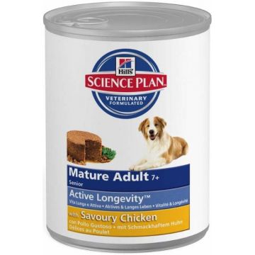 HILL's SP Conservă MATURE (7+) hrană umedă pentru câini, Carne Pui 370g