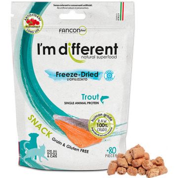 I'M DIFFERENT Recompensă pentru câini şi pisici, Monoproteică, cu Păstrăv 40g