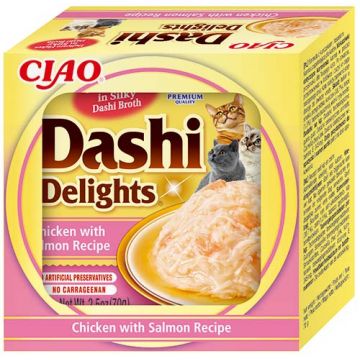 INABA CIAO Dashi Delights Bol pentru pisici, cu Pui şi Somon 70g