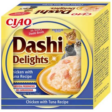 INABA CIAO Dashi Delights Bol pentru pisici, cu Pui şi Ton 70g
