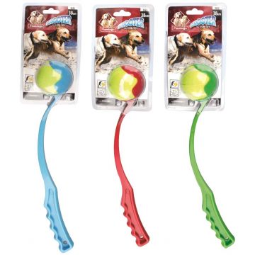 OUTLET FLAMINGO Jucărie pentru câini Lansator şi Minge 38cm, diferite culori