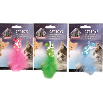 OUTLET FLAMINGO Jucărie pisici Şoricel cu iarba pisicii 11x1x2,5cm