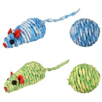 OUTLET FLAMINGO Jucărie pisici Şoricel şi minge din sfoară, 2 buc/set div culori