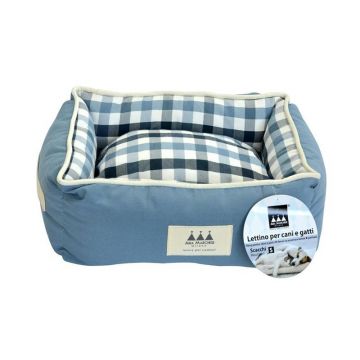 Pat caini si pisici, Aria Marchese Scacchi Bleu/ Cadril, L 86x61x23 cm