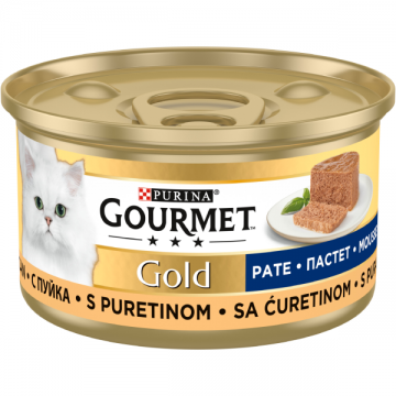 PURINA® GOURMET® GOLD, cu Curcan, pate, hrană umedă pentru pisici, 85 g