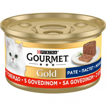 PURINA® GOURMET® GOLD, cu Vită, pate, hrană umedă pentru pisici, 85 g