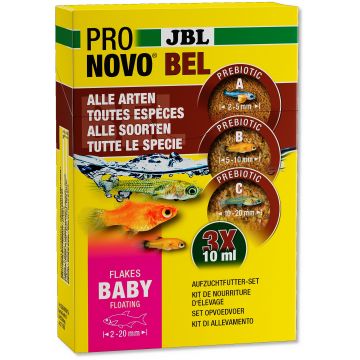 JBL ProNovo Set de hrană fulgi pentru creşterea puilor de peşti 3 x 10ml