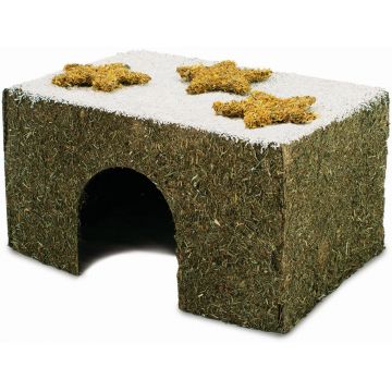 JR FARM Casă pentru rozătoare, din fân, ediţie specială de Crăciun 650g