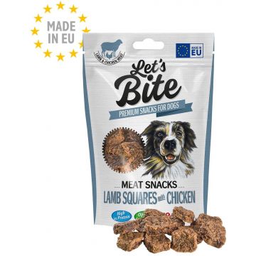 Let's Bite Meat Snacks - recompense pentru câini, bucăţi cu Miel şi Pui 80g
