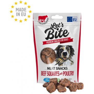 Let's Bite Meat Snacks - recompense pentru câini, bucăţi cu Vită şi Pasăre 80g