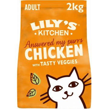 LILY'S KITCHEN Answered my purrs, hrană uscată pentru pisici, cu Pui şi legume