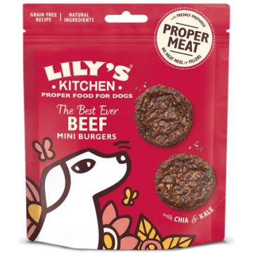 LILY'S KITCHEN Mini Burgers Recompensă pentru câini The Best Ever, cu Vită 70g
