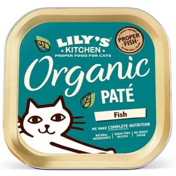 LILY'S KITCHEN Organic Pat pentru pisici, cu Peşte, fără cereale 85g