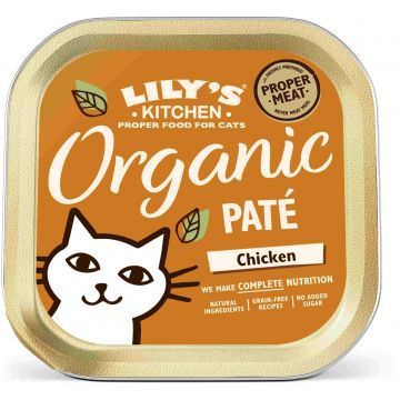 LILY'S KITCHEN Organic Pat pentru pisici, cu Pui, fără cereale 85g