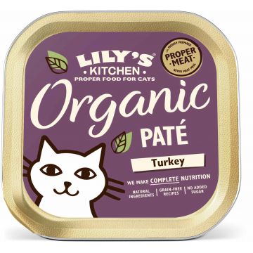 LILY'S KITCHEN Organic Pat pentru pisici, Curcan, fără cereale 85g