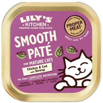LILY'S KITCHEN Smooth Pat pentru pisici SENIOR, Cod şi Pui 85g