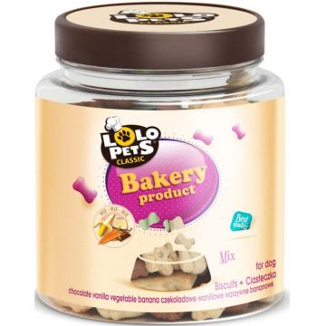 LOLO PETS CLASSIC Biscuiţi pentru câini Bones Medium, borcan plastic 210g