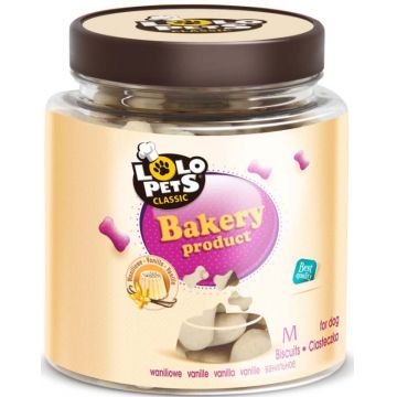 LOLO PETS CLASSIC Biscuiţi pentru câini Bones Medium, borcan plastic 210g