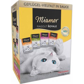 MIAMOR Ragout Pachet plicuri pentru pisici, cu carne de pasăre în sos 12x100g