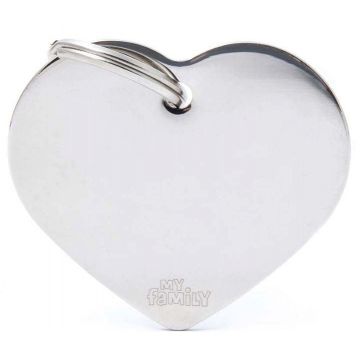 MY FAMILY Basic Medalion pentru gravat, din alamă cromată, Inimioară
