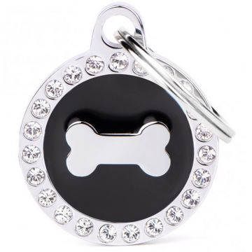 MY FAMILY Glam Medalion pentru gravat cu os, Negru