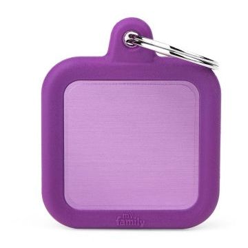 MY FAMILY Hushtag Medalion cauciuc pt. gravat, plăcuţă aluminiu, Pătrat MOV