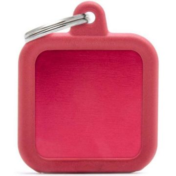 MY FAMILY Hushtag Medalion cauciuc pt. gravat, plăcuţă aluminiu, Pătrat RED