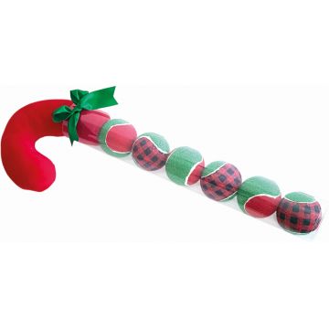 NOBBY Baston cu mingii de tenis pentru câini, ed Crăciun, 6buc/set, 6,5 cm