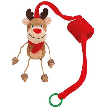 NOBBY Jucărie pt pisici Ren cu spirală, din pluş, ed. Crăciun, 75-130 cm