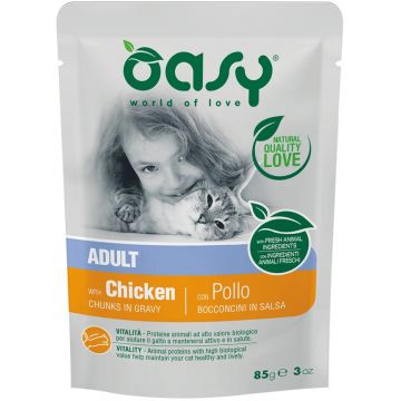 OASY Chunks in Gravy Plic pentru pisici, cu Pui 85g