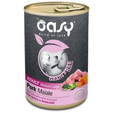 OASY Conservă pentru câini, Medium/Large, cu Porc, fără cereale 400g