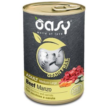 OASY Conservă pentru câini, Medium/Large, cu Vită, fără cereale 400g