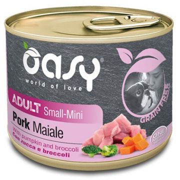 OASY Conservă pentru câini, Small/Mini, cu Porc, fără cereale 200g
