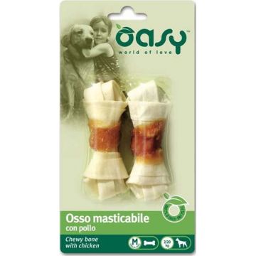 OASY Delicatese pentru câini Os de mestecat cu Pui, mărime M, 2 bucăţi 56g