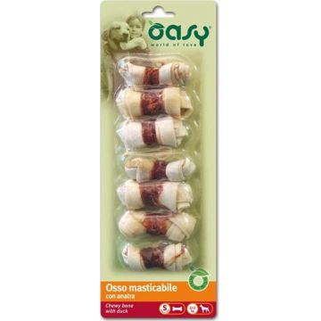 OASY Delicatese pentru câini Os de mestecat cu Raţă, mărime S, 7 bucăţi 85g
