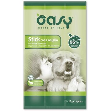 OASY Delicatese pentru câini, Sticks cu Iepure 3x12g