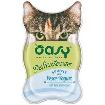 OASY Delicatesse Souffl Pate pentru pisici, cu Peşte şi Iaurt 85g