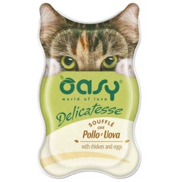 OASY Delicatesse Souffl Pate pentru pisici, cu Pui şi Ou 85g