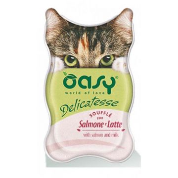 OASY Delicatesse Souffl Pate pentru pisici, cu Somon şi Lapte 85g