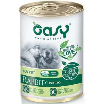 OASY ONE Conservă monoprot. pentru câini, Ad. Medium/Large, Pate cu Iepure 400g