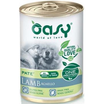 OASY ONE Conservă monoprot. pentru câini, Ad. Medium/Large, Pate cu Miel 400g