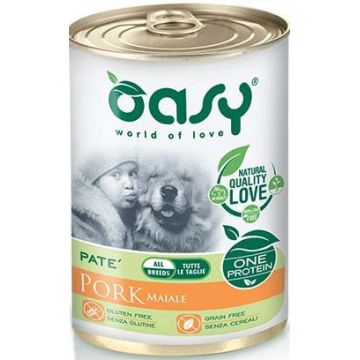 OASY ONE Conservă monoprot. pentru câini, Ad. Medium/Large, Pate cu Porc 400g